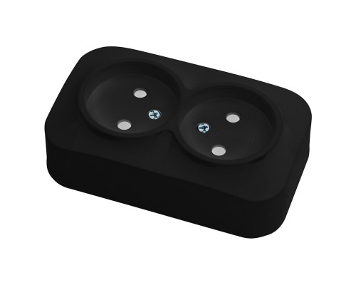 Розетка подвійна без заземлення чорна EVA